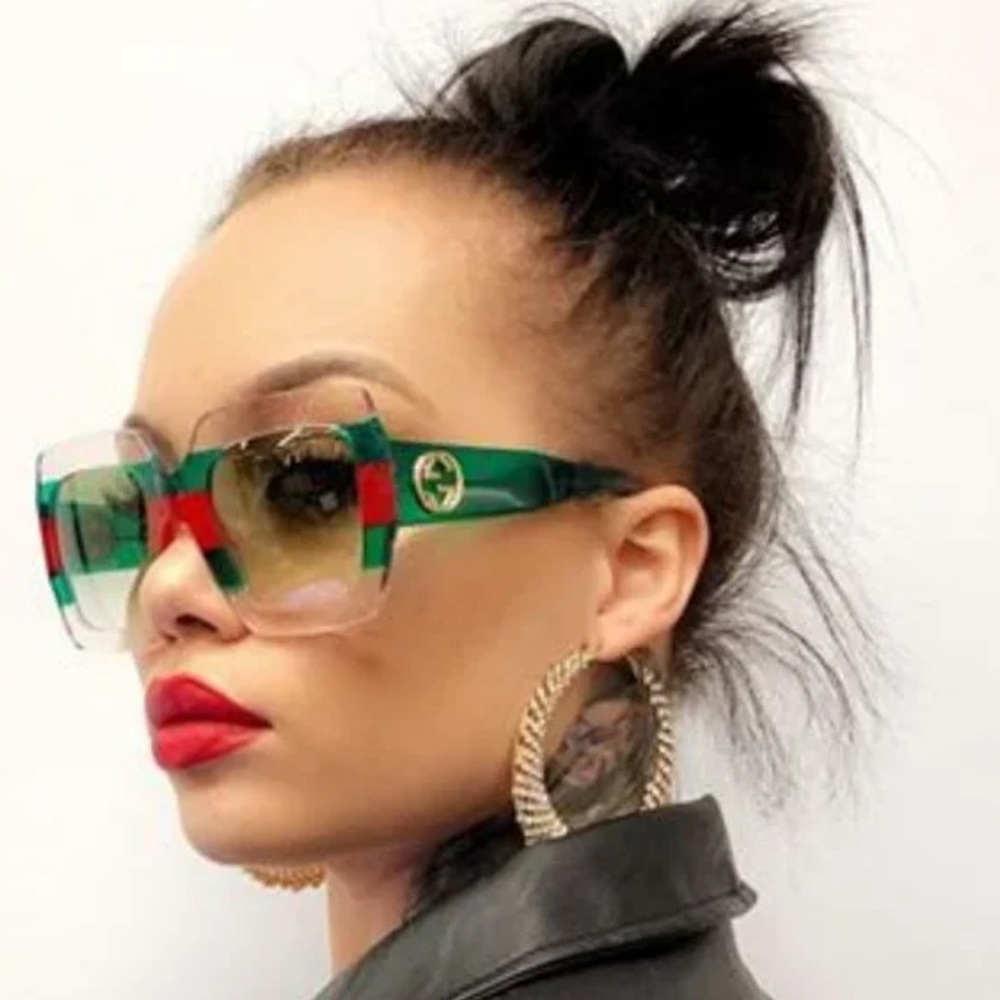Gucci NWT! Green and Red Sunglasses for Women - Picture 5 of 16